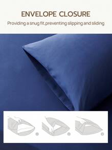 2pcs Ultra Soft Solid Color Pillow Covers, Lightweight As Cloud, Envelope Closure, Oeko-Tex Certified - Navy Blue - View 6