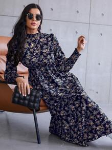 SHEIN Clasi Vestido con estampado floral de espalda con abertura de ojo - azul real - Ver 5