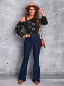 SHEIN Tall High Waist Flare Leg Jeans