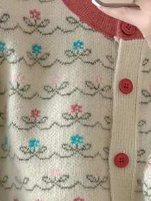 滿版圖案前排扣開襟衫 - 白色 - 查看 3