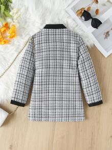 SHEIN Tween Girl Plaid Print Button Front Overcoat - Multicolor - View 2