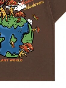 Manfinity EMRG Men Cartoon & Letter Graphic Tee - Coffee Brown - View 5