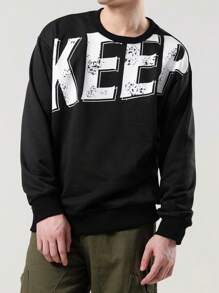 Manfinity Hypemode Men Letter Graphic Sweatshirt - Black - View 1