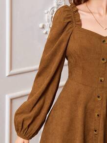 SHEIN Vestido informal para adolescente con decoración de cuello en forma de corazón de tela lisa