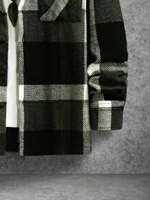 Manfinity Homme Men Plaid Print Pocket Patched Drop Shoulder Coat - Multicolor - View 4