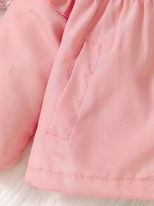 Baby Girl 3D Ears Design Ruffle Trim Hooded Coat - Pink - View 7