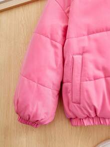 SHEIN 年轻女孩拉链保暖衬垫外套 - 粉色 - 查看 7