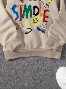 女孩字母图案卫衣 - 卡其色 - 查看 5