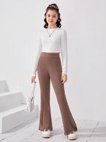 Teen Girl Flare Leg Ribbed Knit Sweater Pants