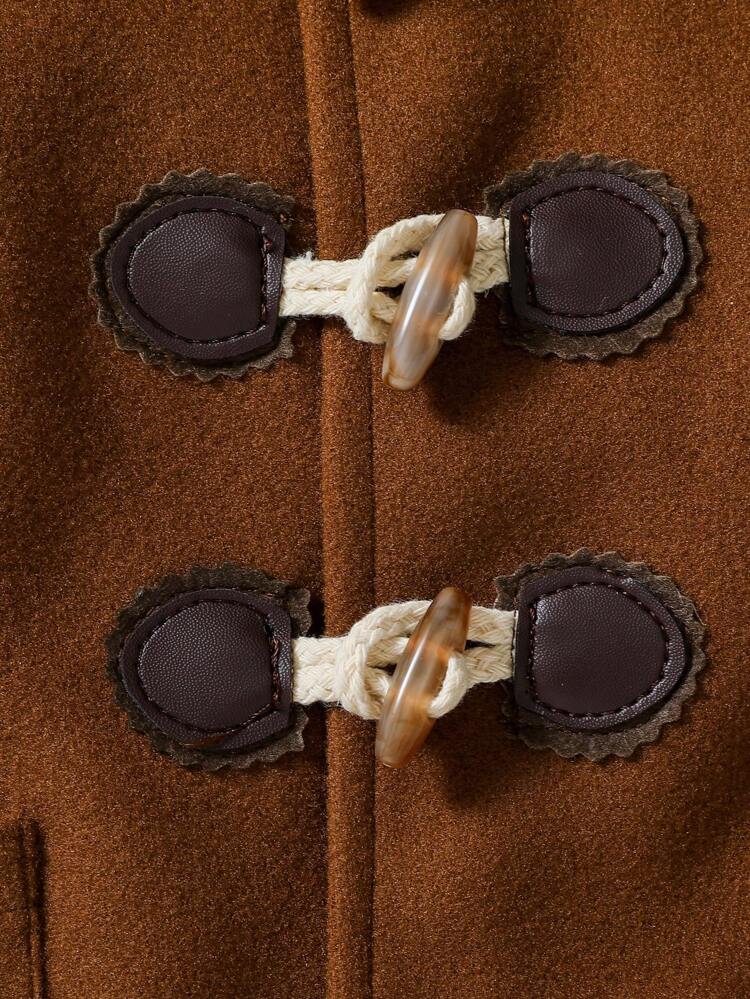Baby Boys Pocket Duffle Button Hooded Duffle Overcoat
