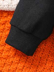 SHEIN Cô Gái Trẻ Đồ họa Khẩu hiệu Áo nỉ - màu đen - Xem 5