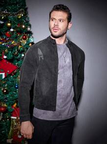 Mainfolk Men Zip Up Denim Jacket - Black - View 3