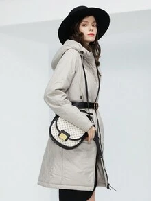 Zip Up Drawstring Hooded Padded Coat