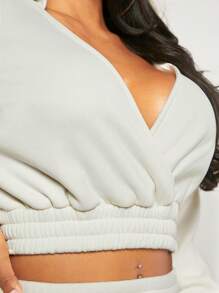 SHEIN SXY Drop Shoulder Short Thermal Lined Hoodie Party Wear New Year's Eve Sexy Christmas - White - View 6