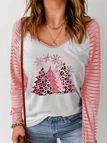 Maglietta con stampa Natalizia manica raglan