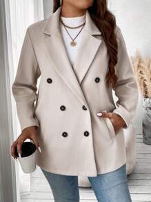 Vionelle Plus Size Coat With Double-Breasted Closure And Suit Collar, For Winter