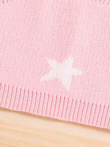 SHEIN 女大童星星圖案針織吊帶上衣&前紐扣開襟衫 - 粉色 - 查看 7
