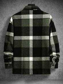 Manfinity Homme Men Plaid Print Pocket Patched Drop Shoulder Coat - Multicolor - View 2