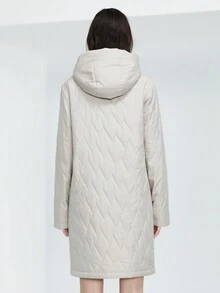 Zip Up Drawstring Hooded Padded Coat