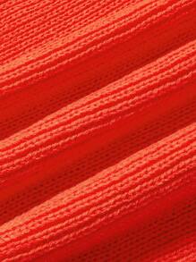 Flirla Plus Solid Ribbed Knit Top - Orange - View 5