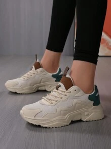 Women's Chunky Sneakers – Sporty Casual Elevator Shoes - Beige - View 6