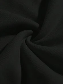 SHEIN EZwear Hơn Bản in hình khẩu hiệu & con bướm Áo pull ấm áp - màu đen - Xem 3