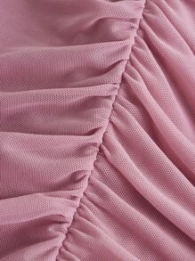 Teen Girl Ruched Ruffle Hem Halter Dress - Pink - View 5
