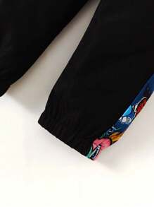 男嬰卡通圖案半拉鏈連帽衫和運動褲 - 彩色 - 查看 7