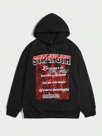 Goth Herren Hoodie Mit Slogan Grafik Und Tunnelzug