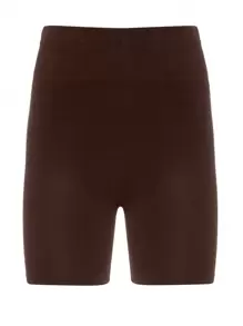 Cottnline Solid Wideband Waist Biker Shorts - Brown - View 7