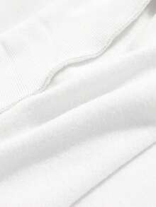 SHEIN EZwear Plus Slogan & Butterfly Print Thermal Pullover - White - View 3