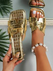 Women Gold Woven Flat Sandals, Women Party Flat Sandals, Women Outdoor Flat Sandals, Women 2023 New Flat Sandals, Women Holiday Season Gold Sandals, Women Floral Embossed Woven Flat Sandals, Women Elegant Flat Sandals, Women Gold Open Toe Sandals, Women Rubber Fashionable Flat Sandals, Women Halloween Elements Sandals, Women Platform Special Offer Shoes