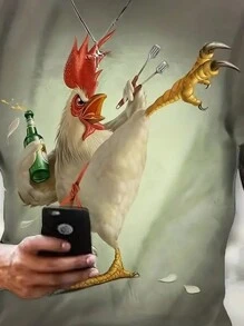 Men Plus Animal Print Tee - Black - View 3