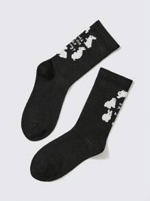 SHEIN 1 para Królik Wzorzyste Czarny Skarpety - Czarne i Białe - Zobacz 3