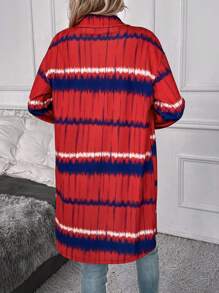 SHEIN LUNE Cappotto tie dye spalle cadenti dettaglio patta spalle cadenti tasca con patta - Multicolore - Visualizzare 2