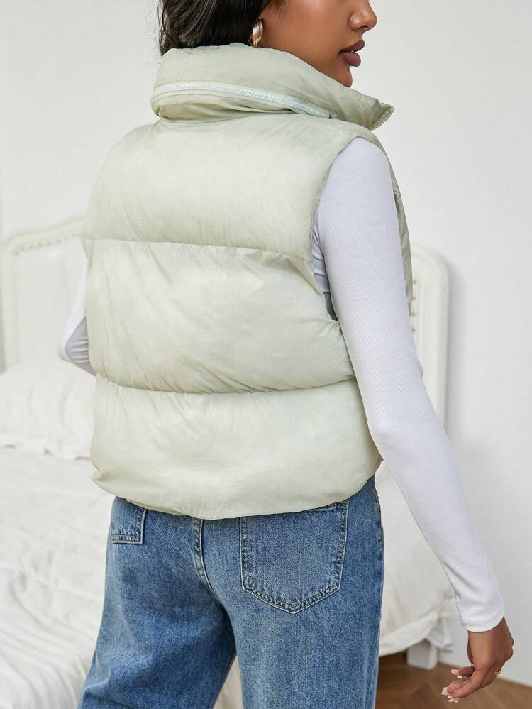 Casual Versatile Solid ColorPadded Insulated Polyfill Synthetic Insulation Winter Coat Winter Jacket Sleeveless Jacket, Winter