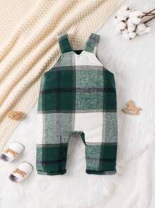 Baby Boy Plaid Print Overall Jumpsuit - Green - View 2