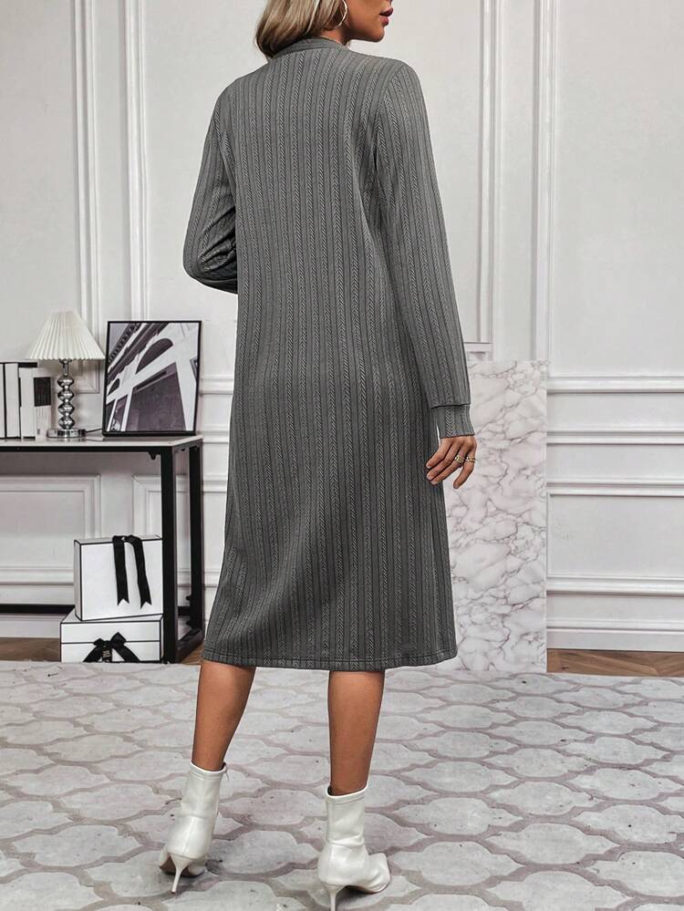 Solid Tank Dress & Open Front Coat Fall Cloth For Women