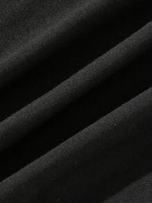 Studio Chunk 街头风格女士破碎字母印花宽松 T 恤，卡通图案 T 恤 - 黑色 - 查看 4