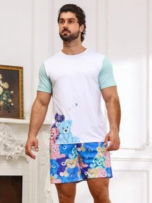 Men Cartoon Graphic PJ Set - Multicolor - View 1