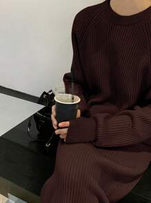 DAZY 2 件纯色针织毛衣和迷你裙套装，秋冬商务休闲风格