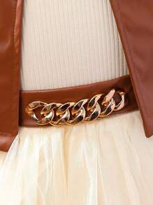 Glamorique Kids Young Girl Ruffle Trim Jacket & Mesh Overlay Dress - Multicolor - View 6