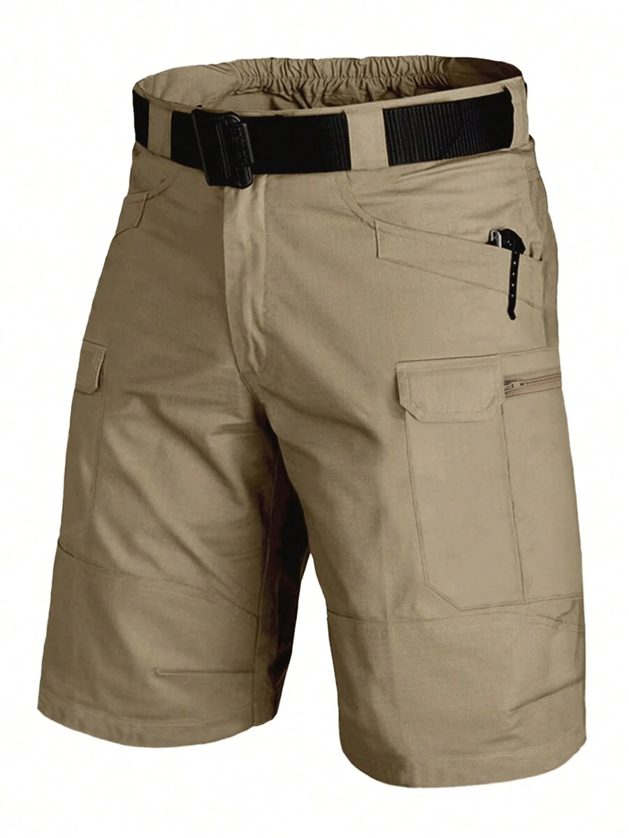 Manfinity Homme 男士側翻蓋口袋工裝短褲不附腰帶