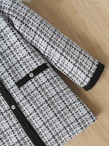 SHEIN Tween Girl Plaid Print Button Front Overcoat - Multicolor - View 4