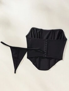 SHEIN Set faja con corchete bajo asimétrico - Negro - Ver 2