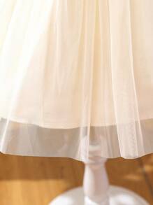 Glamorique Kids Young Girl Ruffle Trim Jacket & Mesh Overlay Dress - Multicolor - View 3