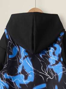 Tween Boy Graphic Print Vest Jacket & Sweatpants & Sweatshirt - Black - View 7