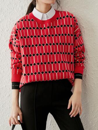 休閒幾何女士毛衣