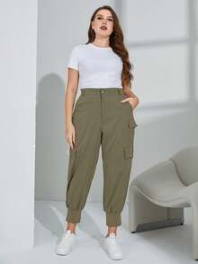 Mulvari Plus Flap Pocket Side Cargo Pants - Khaki - View 4