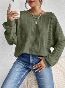 SHEIN Frenchy Solid Drop Shoulder Tee Winter Green Casual Christmas Spring - Green - View 4
